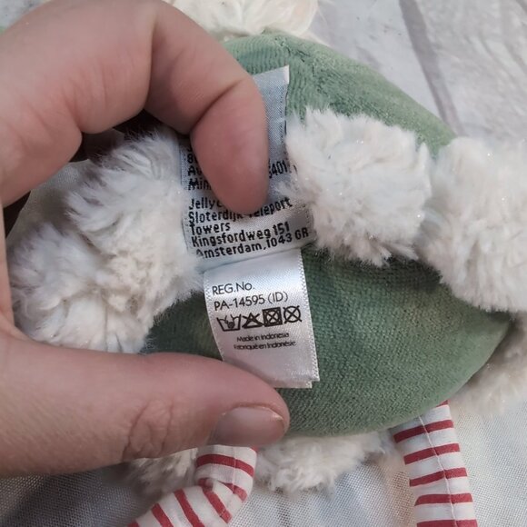 Jellycat London Christmas Elf Plush Doll Green Red Striped Legs – 12” - Picture 7 of 7